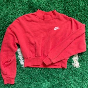 Nike Red Cropped Sweatshirt Mock neck